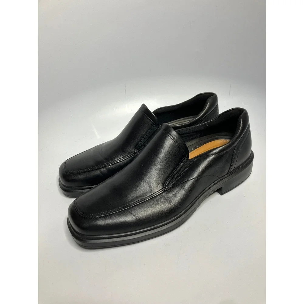 Ecco Helsinki 2.0 apron toe black leather slip on shoes men size 43/9-9.5 dressy